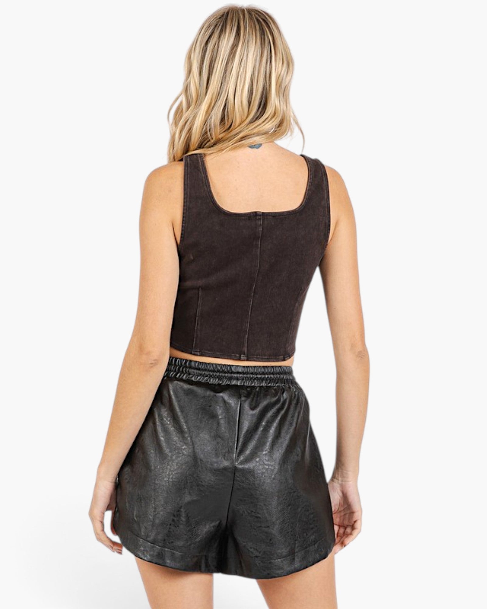 Black Washed Corset Tank