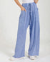Light blue wide-leg pants worn by a person on a white background