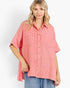 Coral Cotton Gauze Oversized Shirt