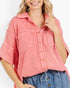 Coral Cotton Gauze Oversized Shirt