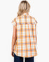 Sherbet Plaid Cotton Raw Hem Button-Front Shirt