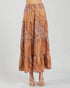Rust & Mocha Patchwork Tiered Maxi Skirt