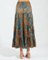 Deep Teal Patchwork Tiered Maxi Skirt