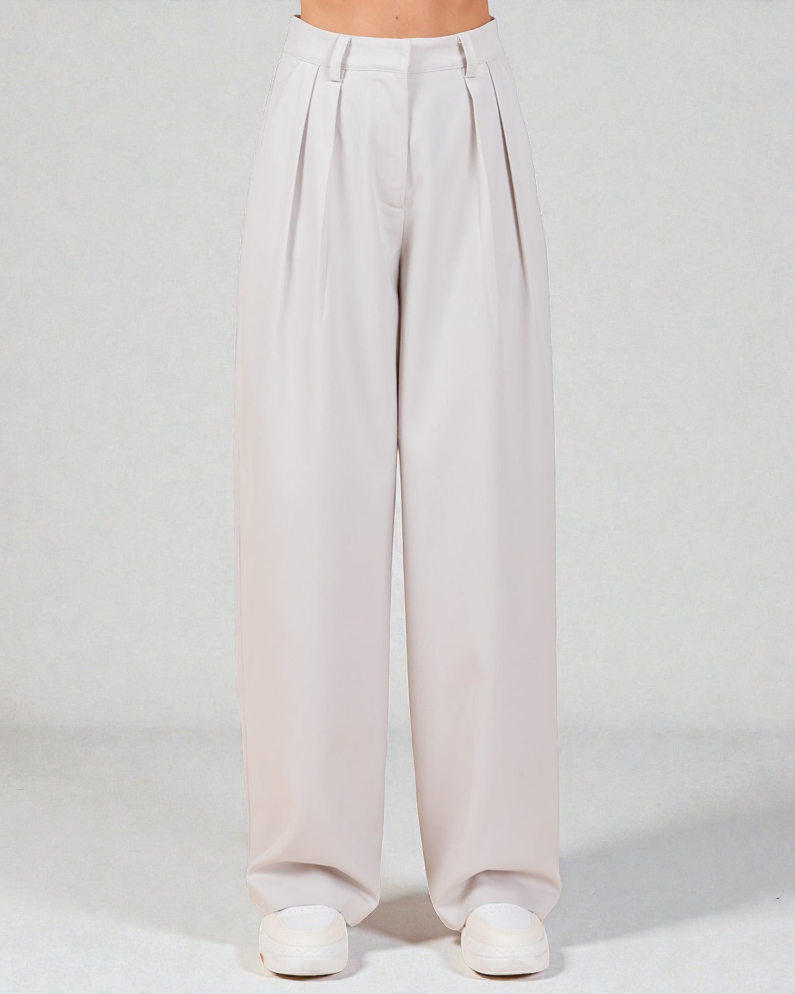 Light pink wide-leg pants on a white background