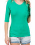 Emerald Green 3/4 Sleeve Scoop Neck Tee
