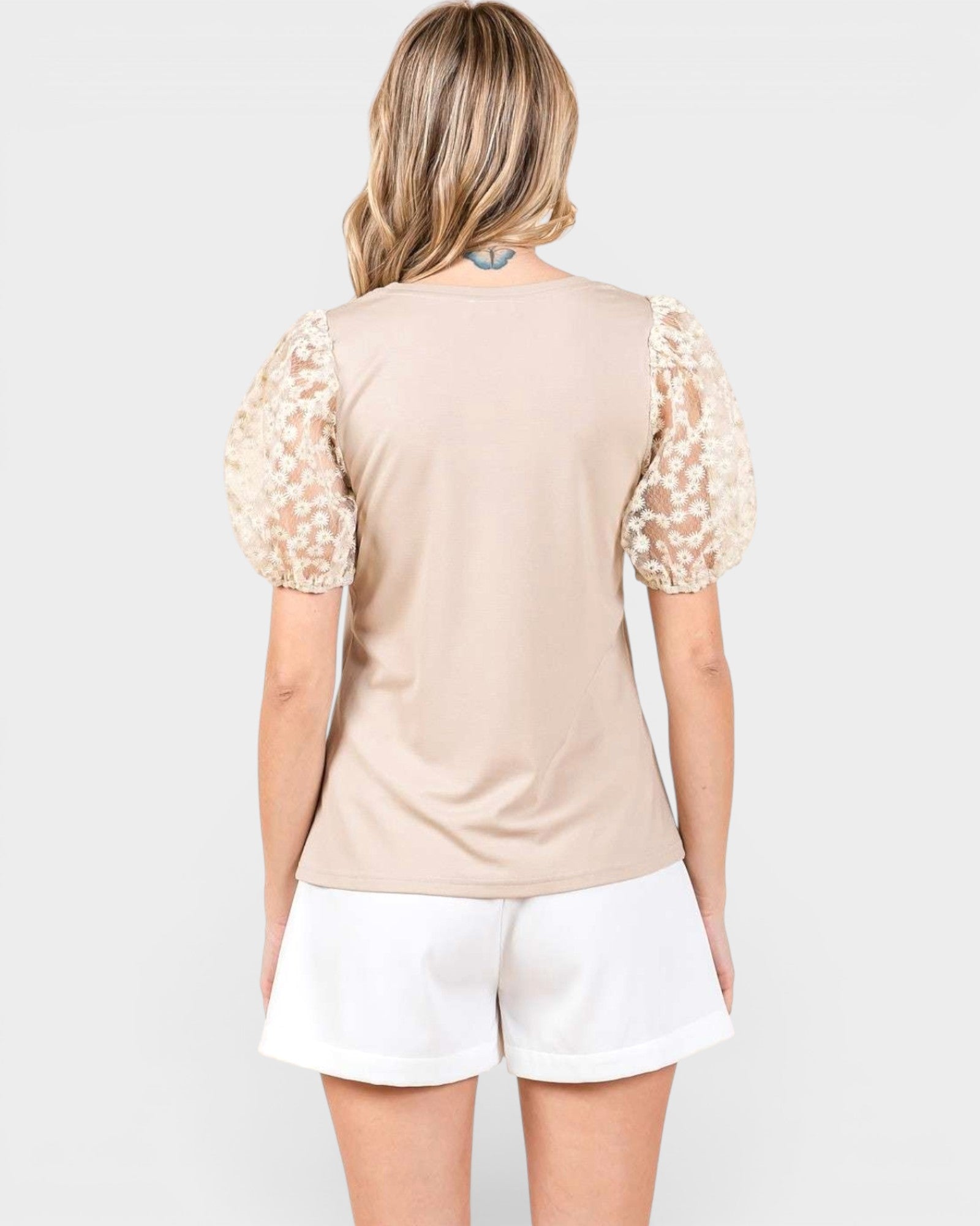 Taupe Daisy Sleeve Top