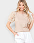 Taupe Daisy Sleeve Top