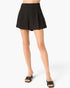 Black Pleated High-Rise Shorts