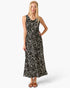 Black Floral Outline Drawstring Maxi Dress