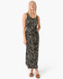 Black Floral Outline Drawstring Maxi Dress
