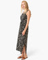 Black Floral Outline Drawstring Maxi Dress