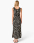 Black Floral Outline Drawstring Maxi Dress