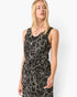 Black Floral Outline Drawstring Maxi Dress