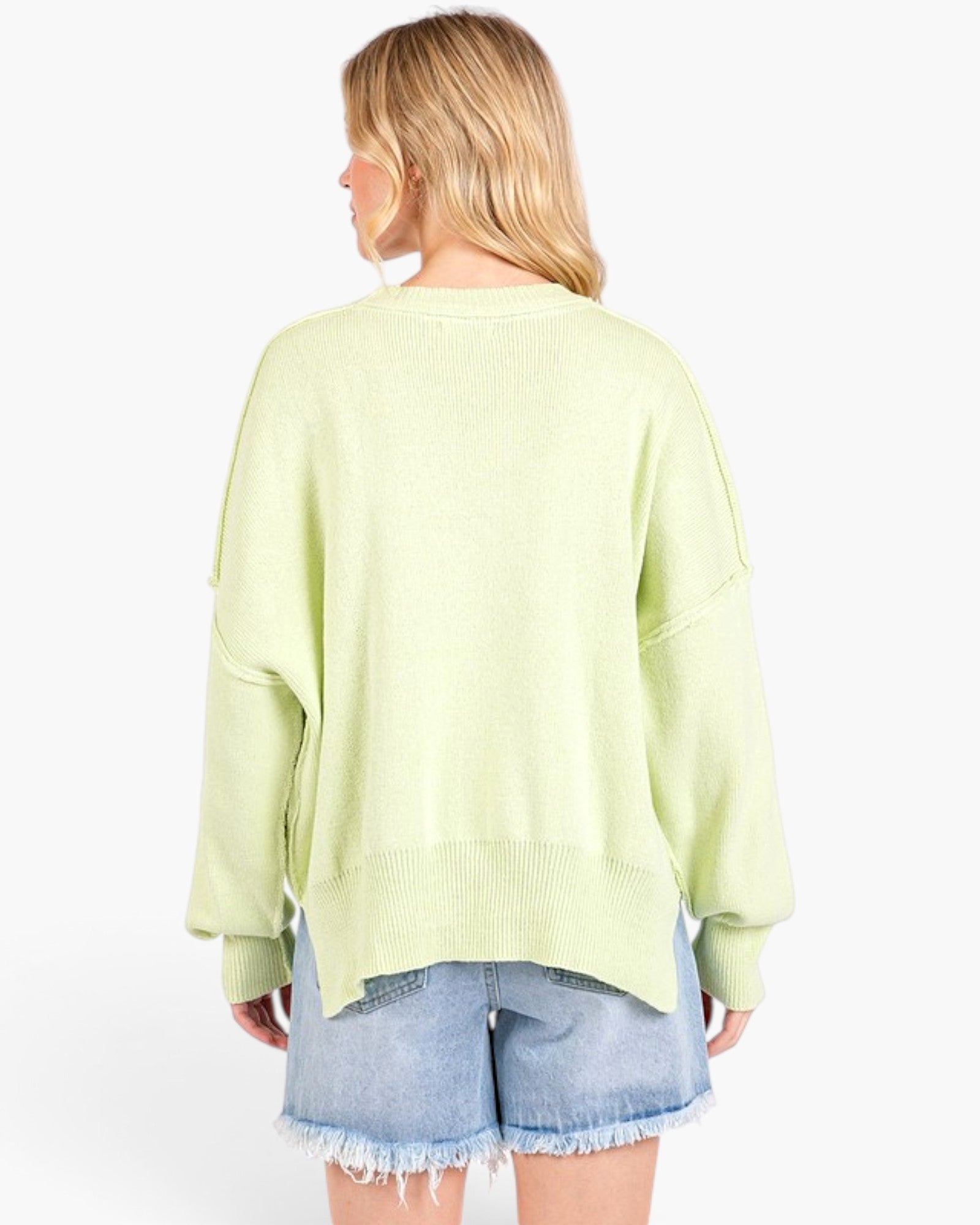 Lime Exposed-Seam Oversized Sweater