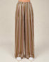 Striped wide-leg pants on a beige background