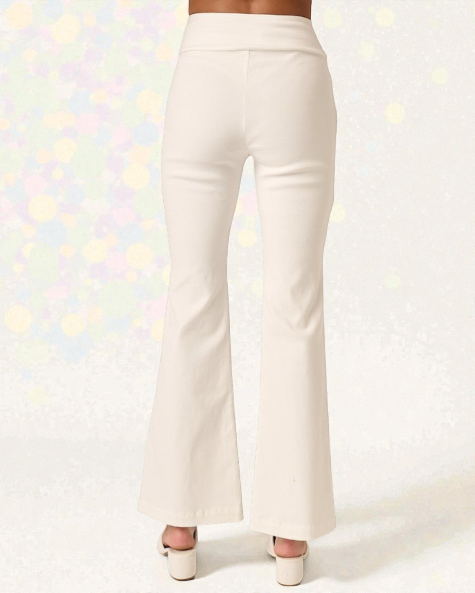 White flared pants on a white background