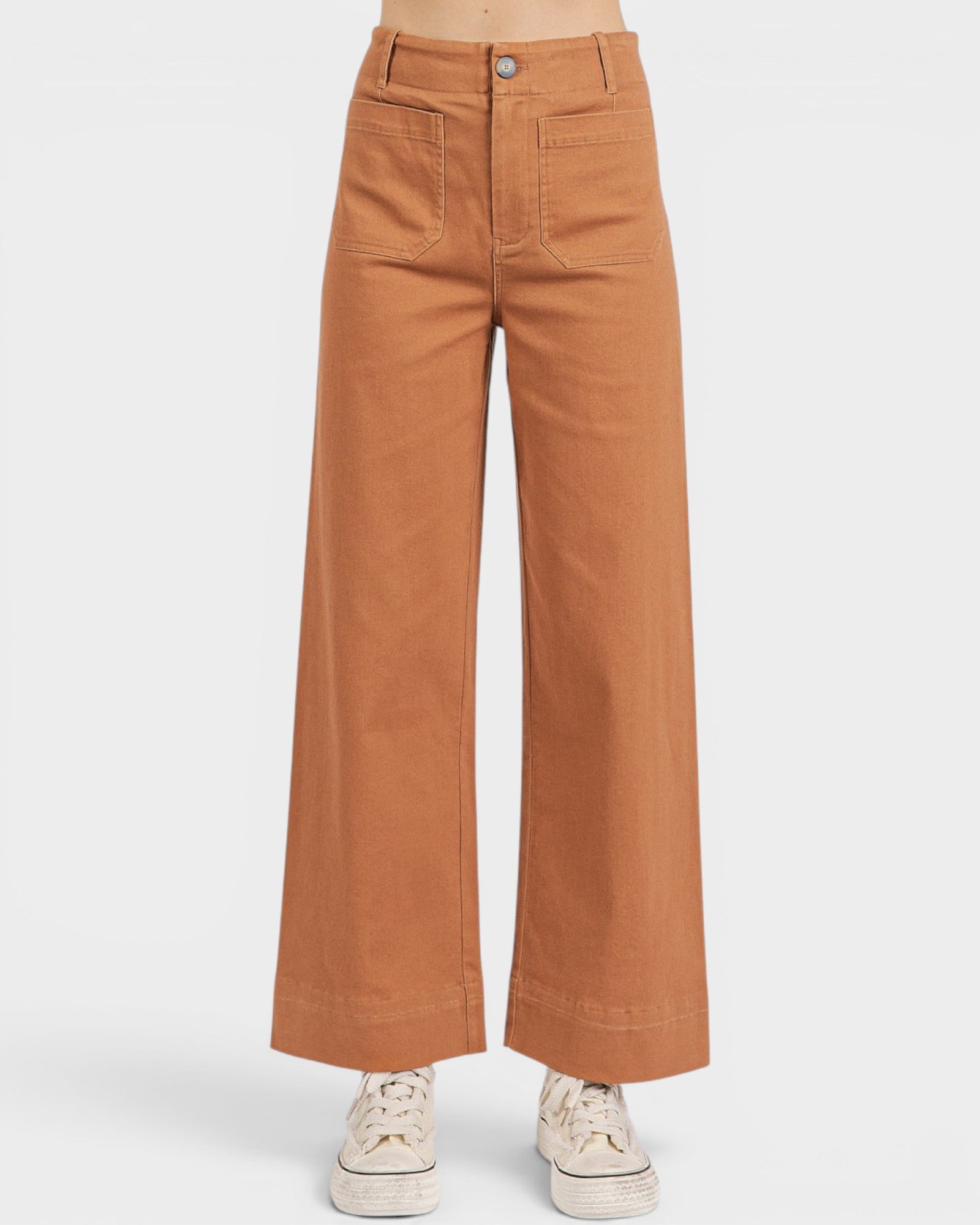 Brown wide-leg pants on a white background
