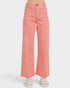 Pink wide-leg pants worn by a person on a white background