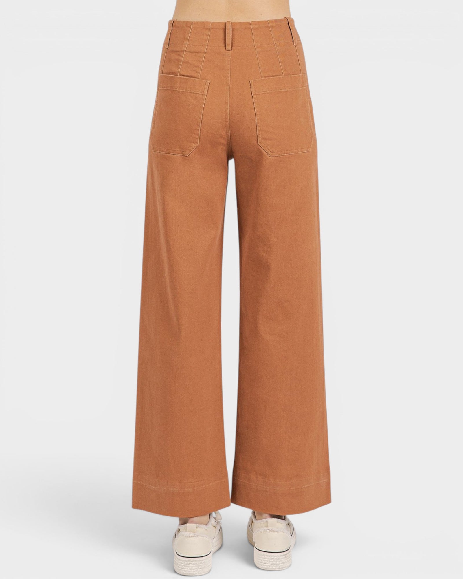 Brown wide-leg pants on a white background