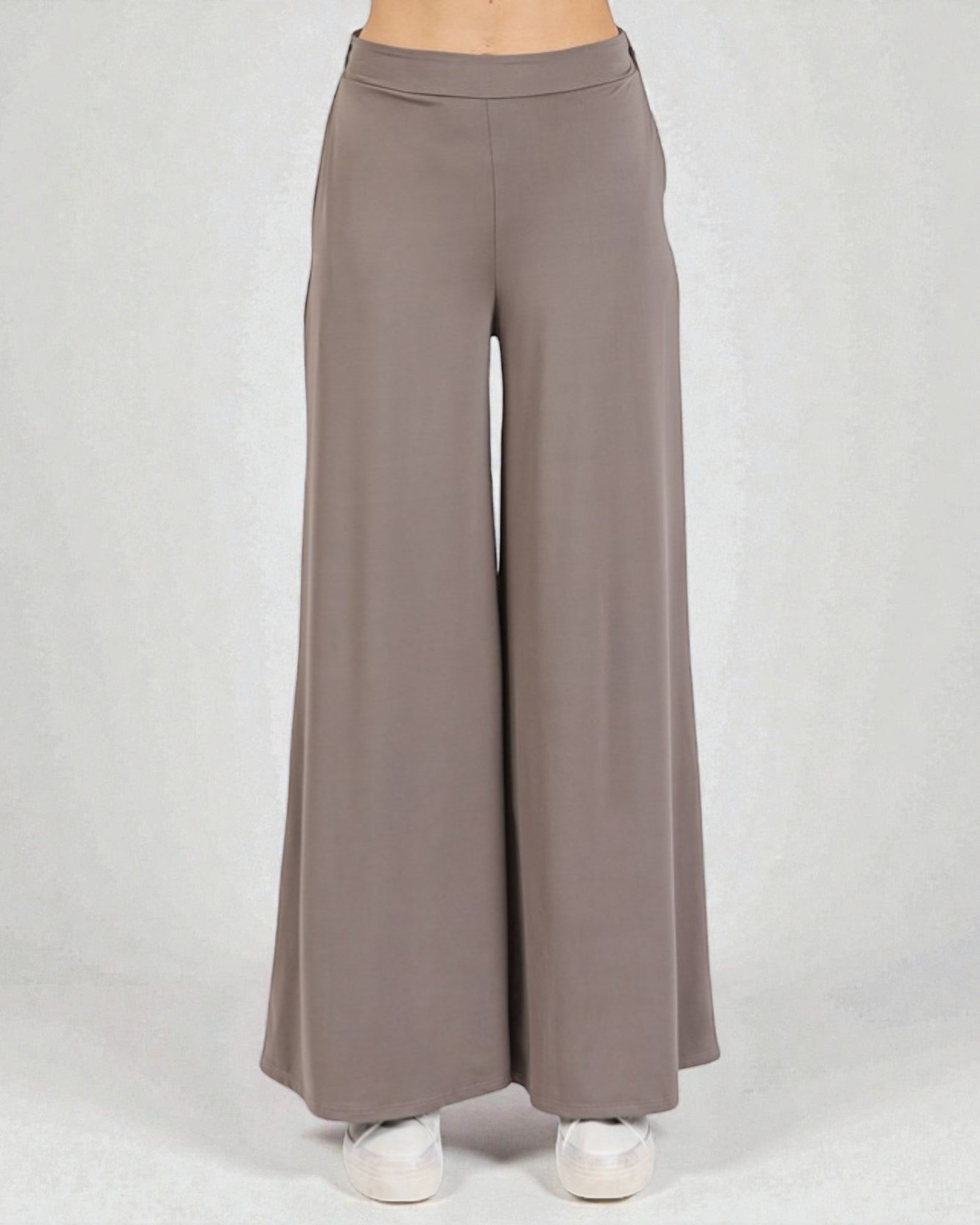 Taupe High-Waist Wide-Leg Lounge Pants