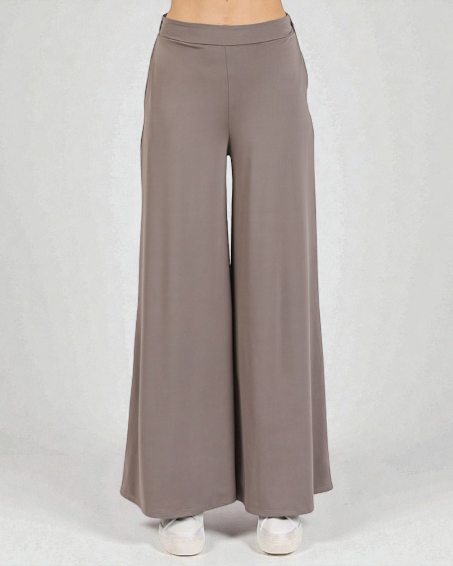 Taupe High-Waist Wide-Leg Lounge Pants