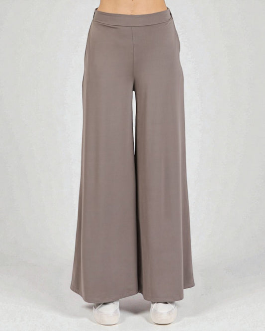 Taupe High-Waist Wide-Leg Lounge Pants