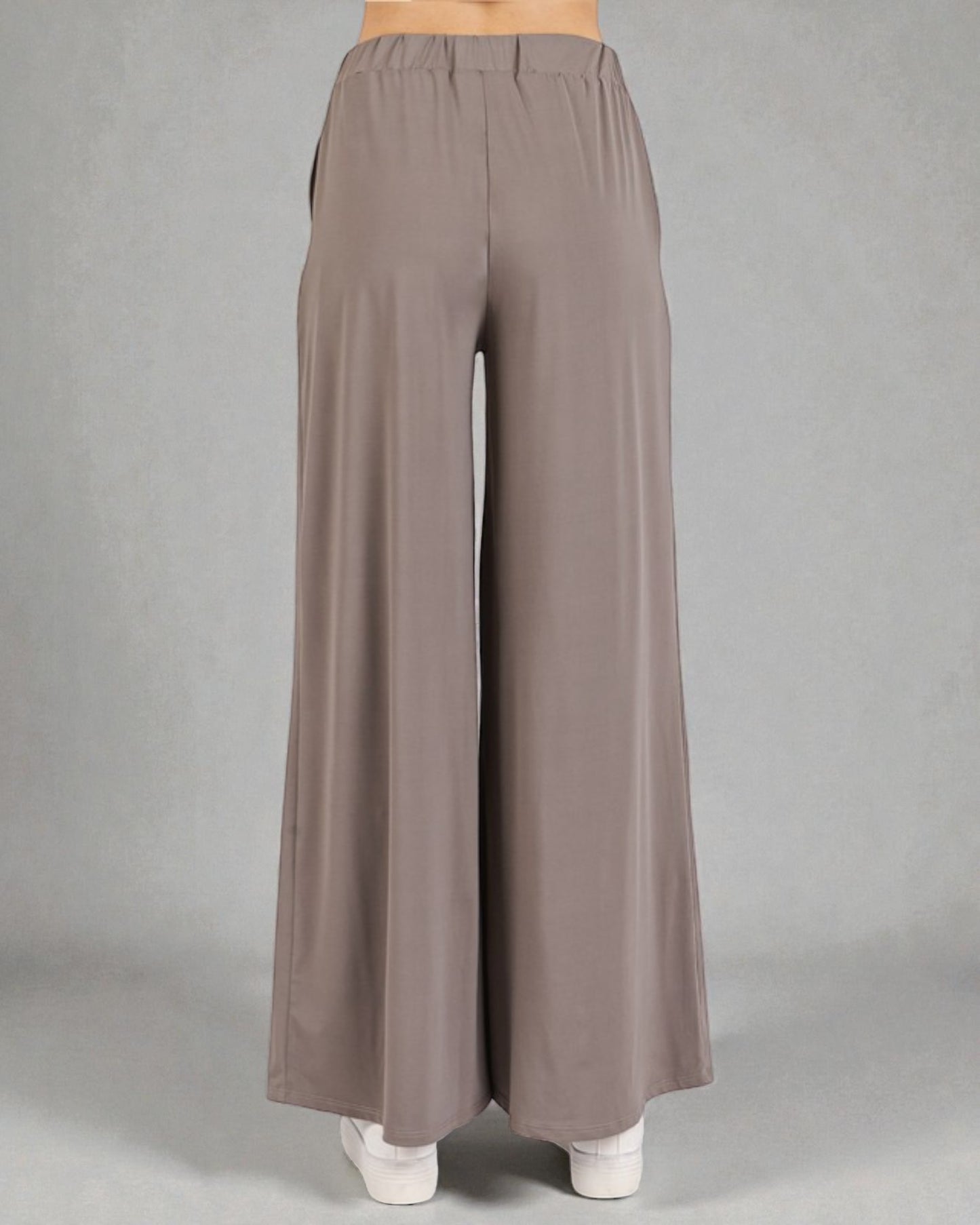 Taupe High-Waist Wide-Leg Lounge Pants