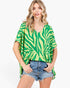 Green Abstract Print Oversized Top