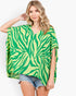Green Abstract Print Oversized Top