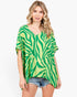 Green Abstract Print Oversized Top