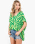 Green Abstract Print Oversized Top