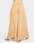 Beige wide-leg pants on a white background