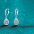 Silver 2 Carat Moissanite Teardrop Halo Drop Earrings
