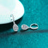 Silver 2 Carat Moissanite Teardrop Halo Drop Earrings
