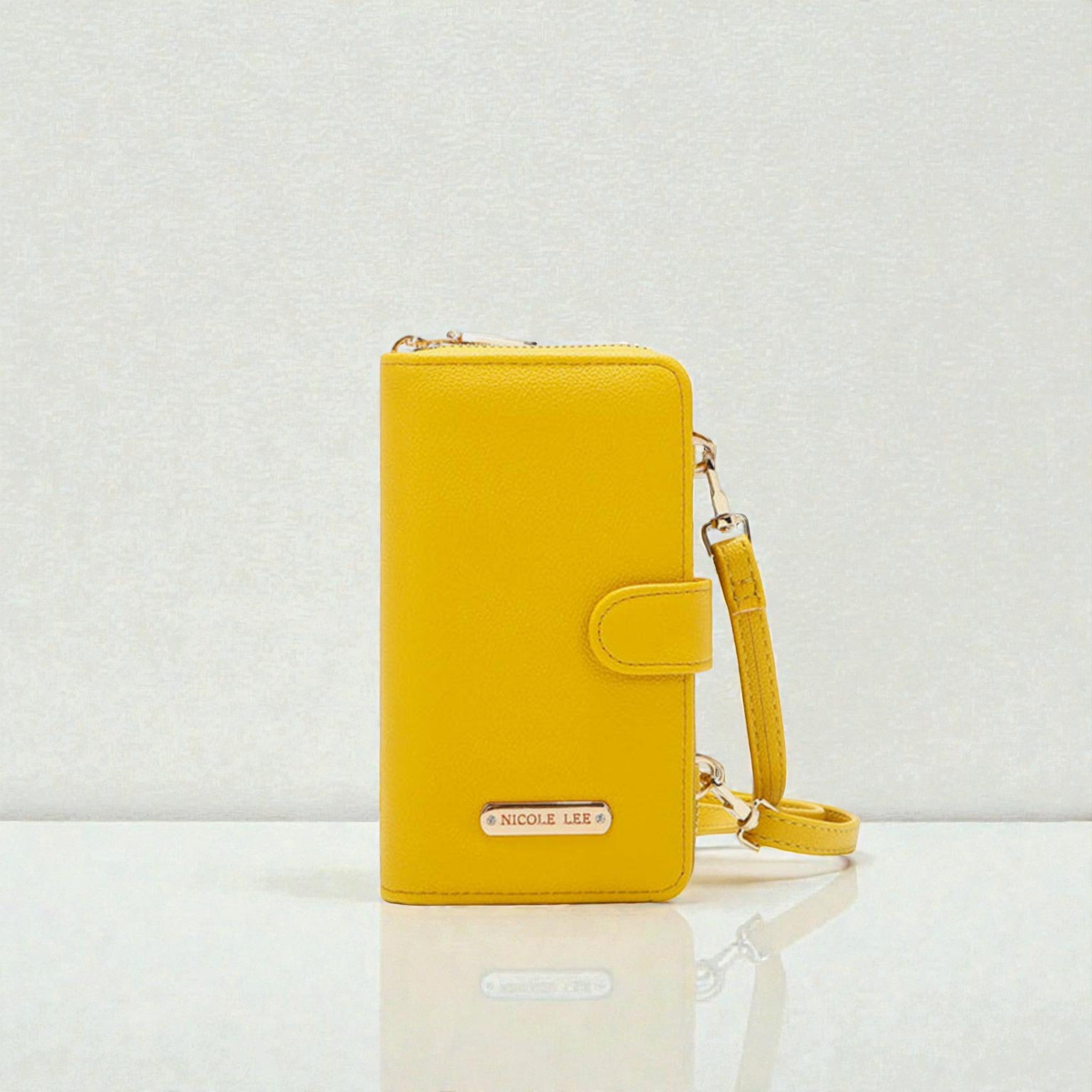 Étui portefeuille à bandoulière en cuir végétalien pour téléphone portable en 2 parties