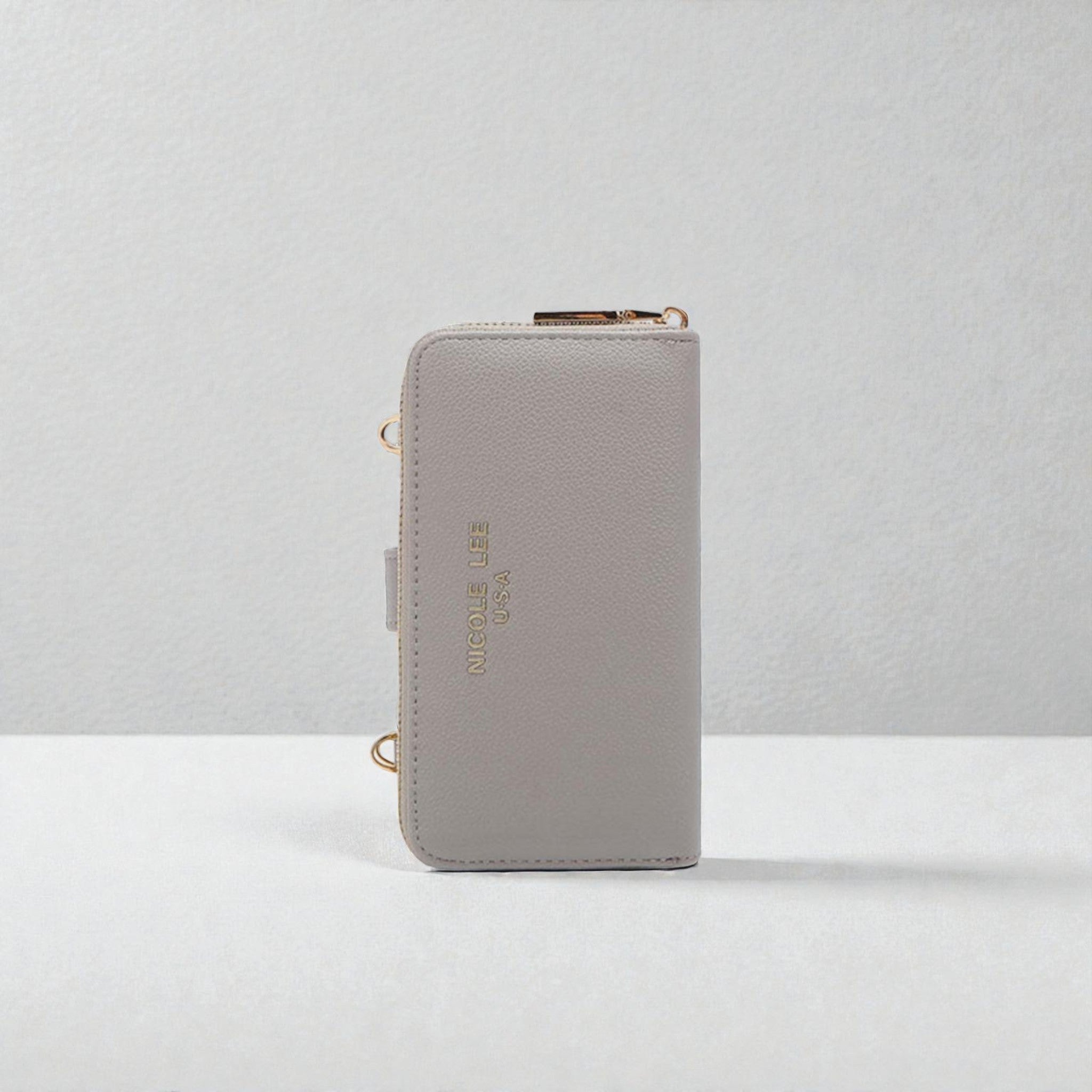 Étui portefeuille à bandoulière en cuir végétalien pour téléphone portable en 2 parties