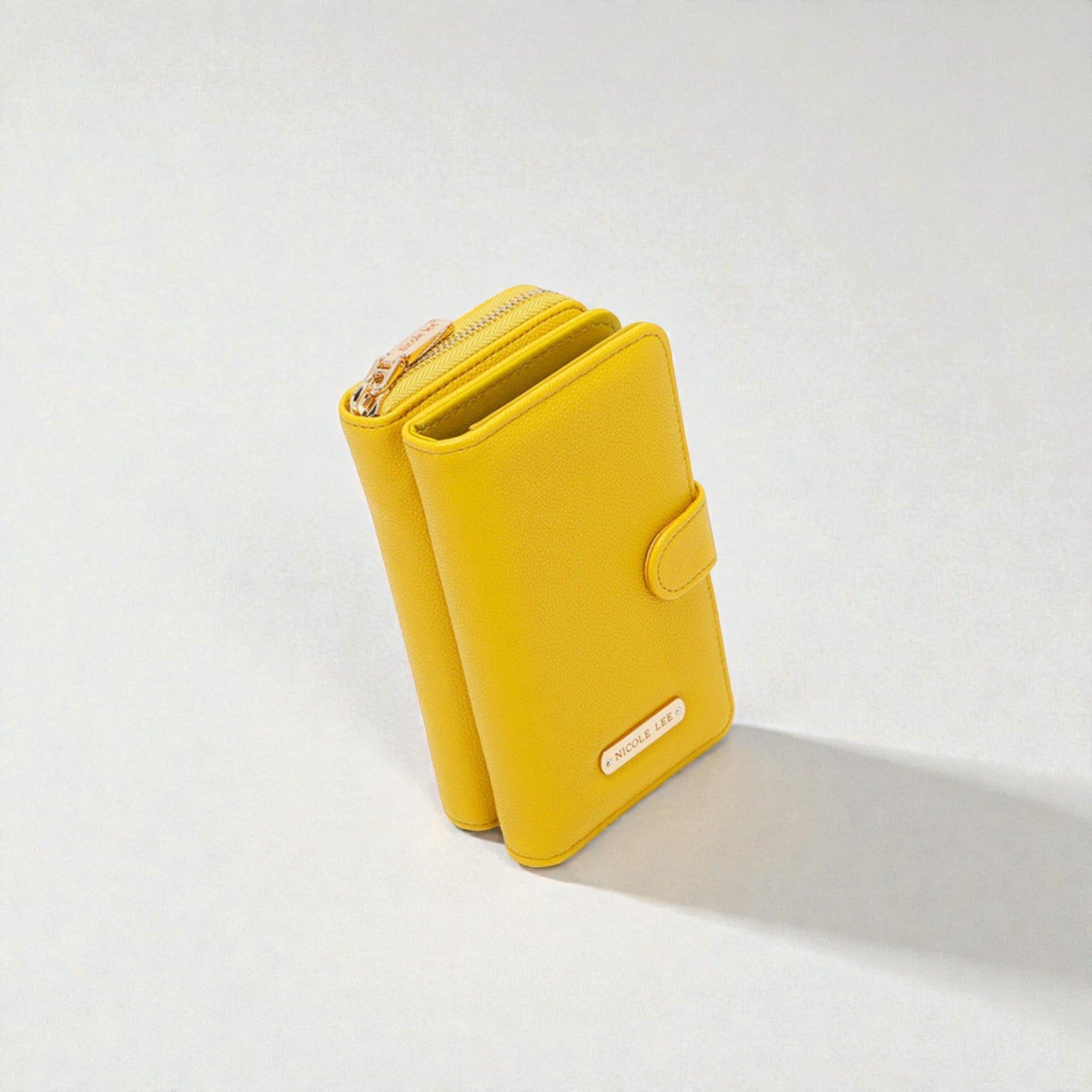 Étui portefeuille à bandoulière en cuir végétalien pour téléphone portable en 2 parties