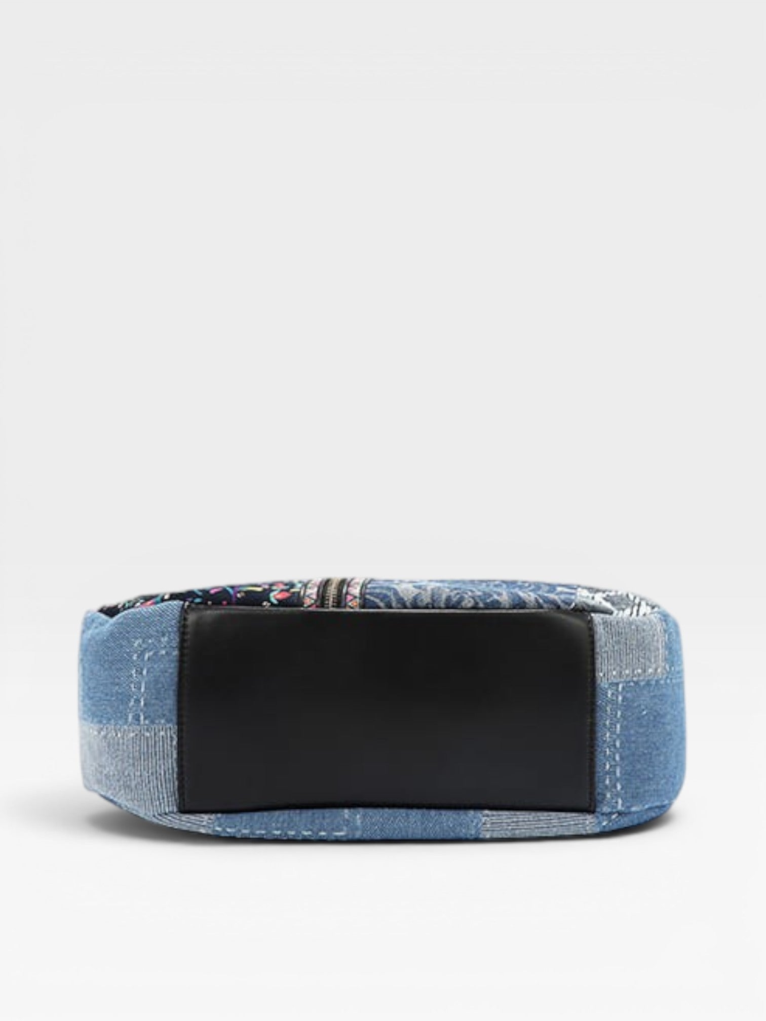 Blue fabric band with a black center on a white background