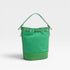 Green handbag on a light gray background