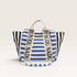 Striped bag with 'BY NODU NADU' branding on a light gray background