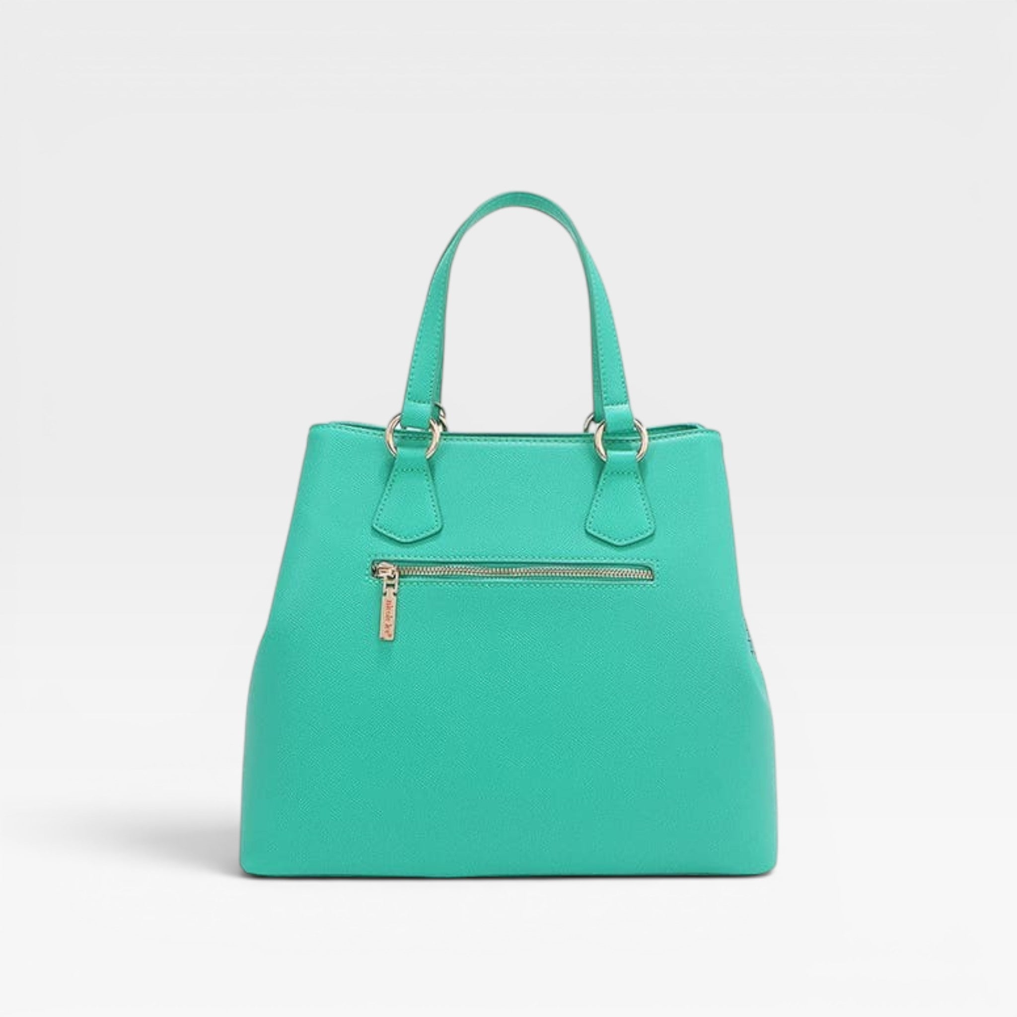 Green handbag on a light gray background