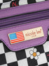 Purple bag with 'nicole lee' brand label featuring an American flag on a checkered background.