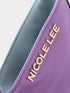 Purple and gray bag with 'Nicole Lee' branding on a light gray background