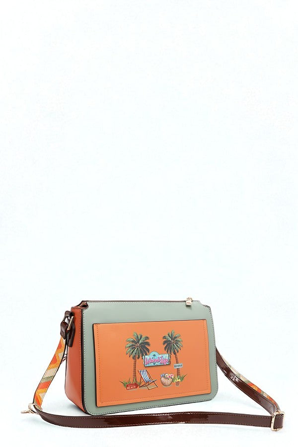 Vegan Leather Sun and Sand Crossbody Bag