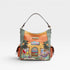 Colorful handbag with a tropical design on a white background