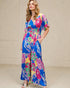 Blue Floral Smocked Waist Wide Leg Jumpsuit