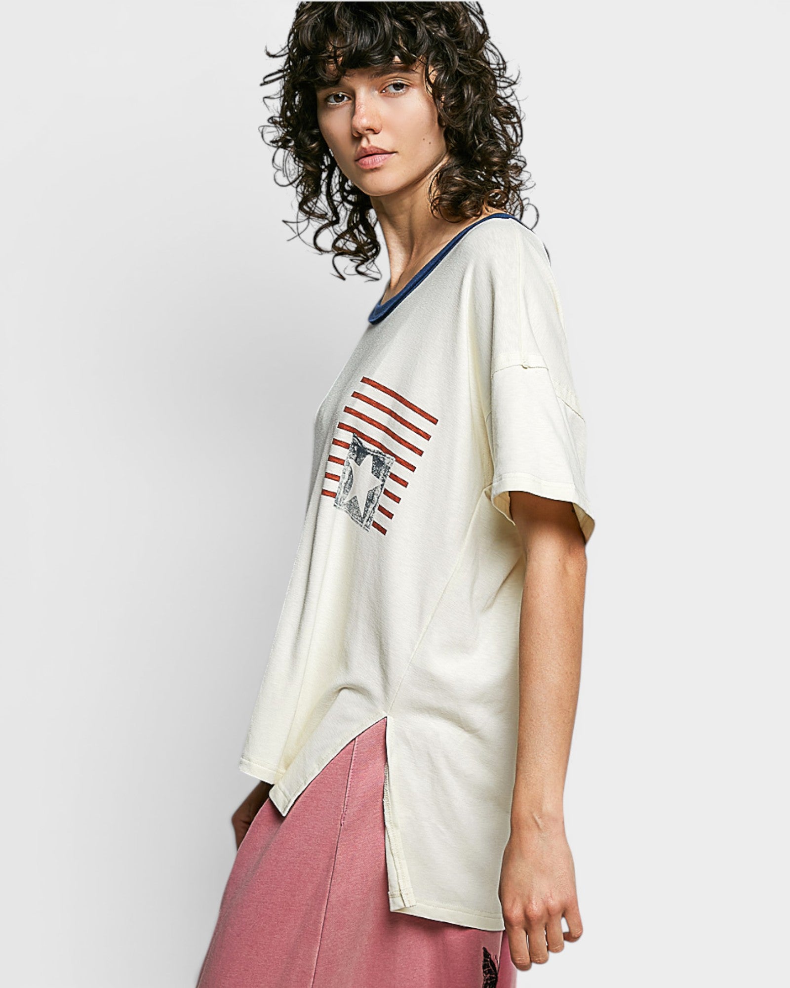 Cream Americana Star Pocket Tee