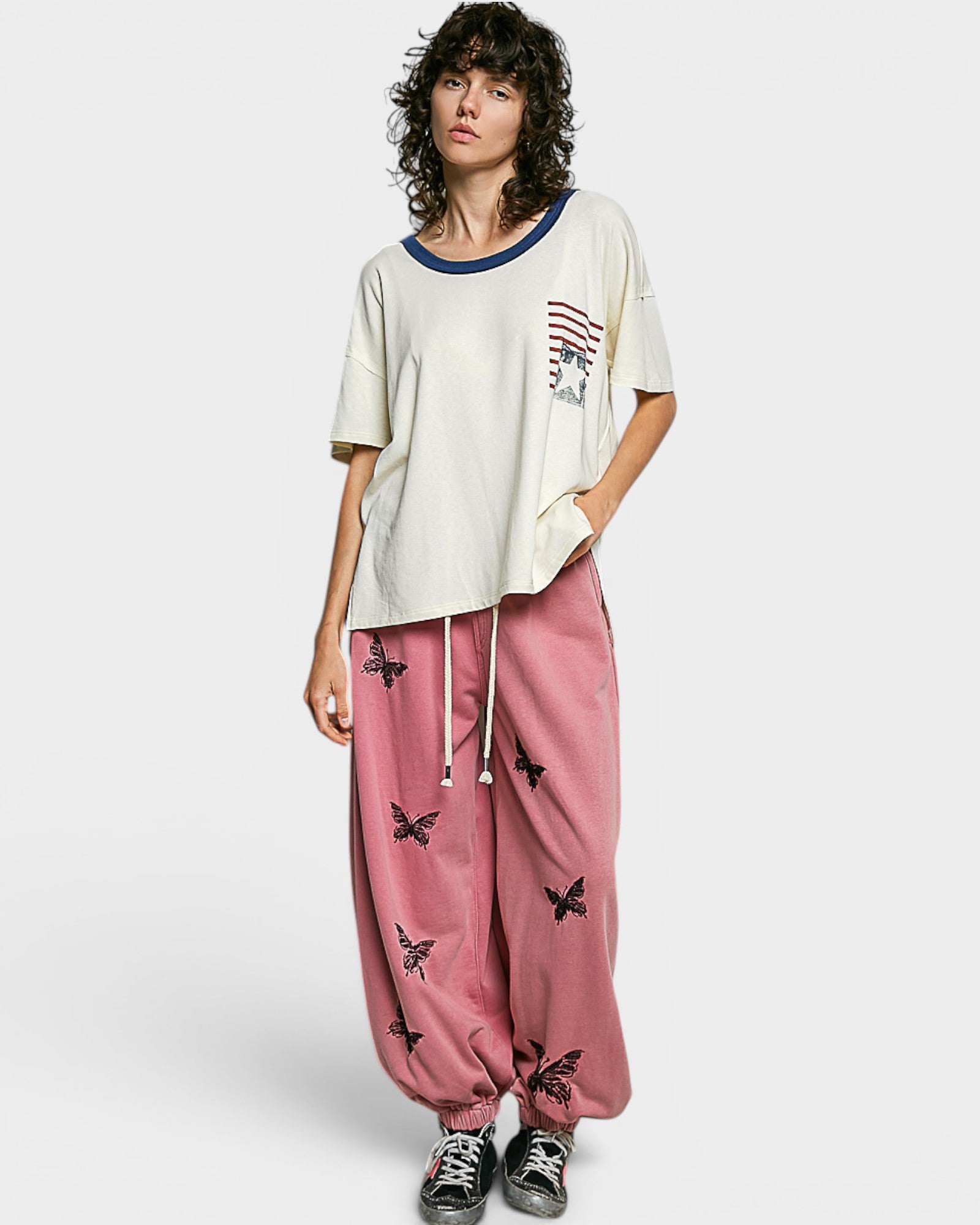 Cream Americana Star Pocket Tee