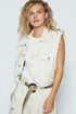 Ivory Ditsy Floral Frayed Edge Denim Vest