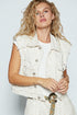 Ivory Ditsy Floral Frayed Edge Denim Vest